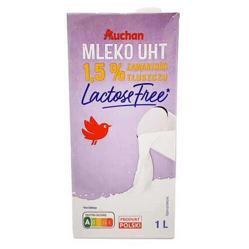 Mleko UHT 1.5% bez laktozy Auchan 1 l