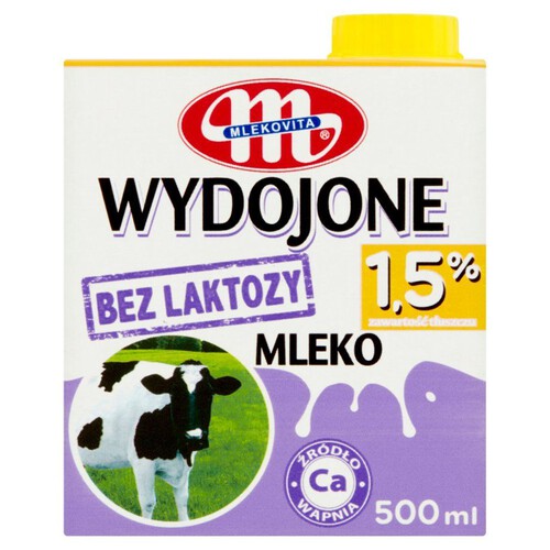 Mleko bez laktozy UHT częściowo odtłuszczone 1.5 % Mlekovita 500 ml