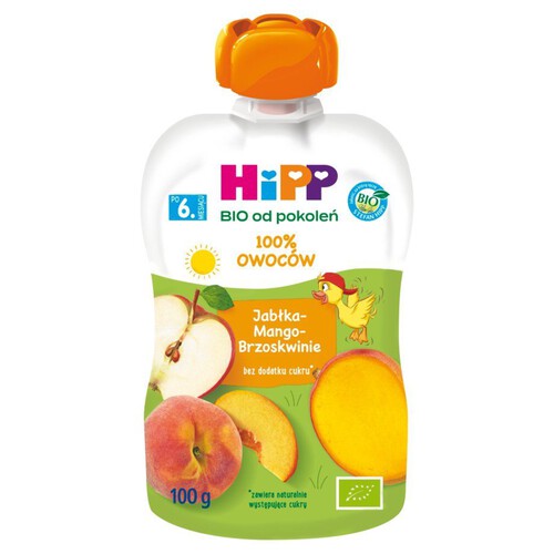 Mus owocowy 100% owoców jabłka - mango - brzoskwinie HiPP 100 g