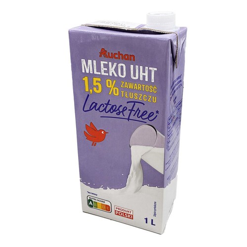 Mleko UHT 1.5% bez laktozy Auchan 1 l