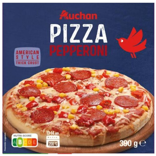 Pizza grube ciasto pepperoni Auchan 390 g 