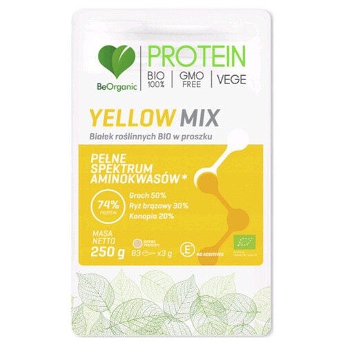BIO Yellow Mix Białek roślinnych w proszku Be Organic 250 g