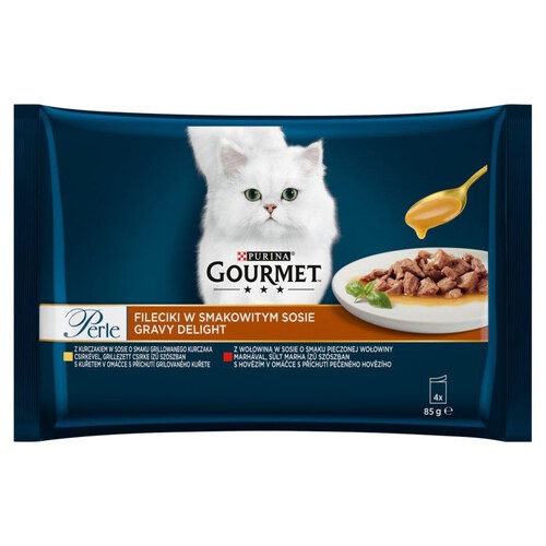 Karma mokra fileciki drób/wołowina dla kotów Gourmet 4 x 85 g
