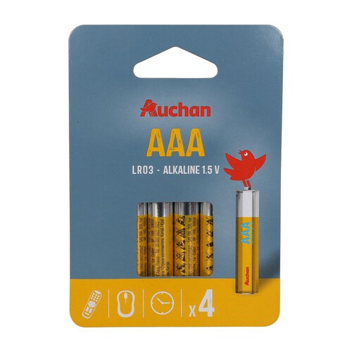 Baterie alkaliczne AAA LR03 1,5 V 4 SZT. Auchan 4 sztuki