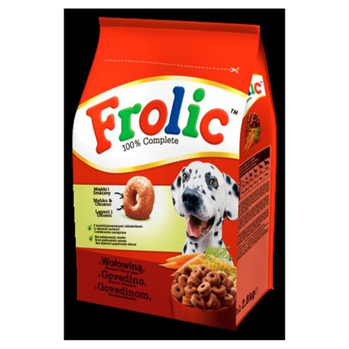 Sucha karma z wołowiną dla psów Frolic 2,80 kg 
