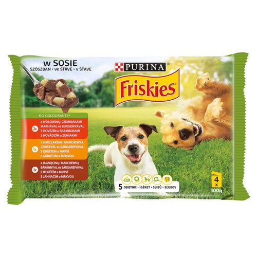 Pełnoporcjowa karma dla dorosłych psów Friskies 4 x 100 g