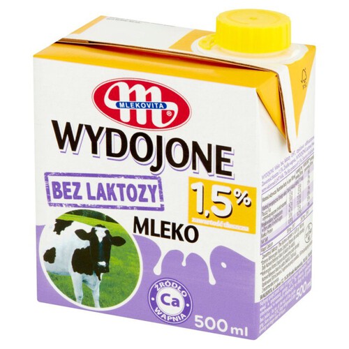 Mleko bez laktozy UHT częściowo odtłuszczone 1.5 % Mlekovita 500 ml