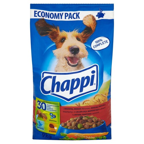 Karma sucha dla psów z wołowiną drobiem i warzywami Chappi 9 kg